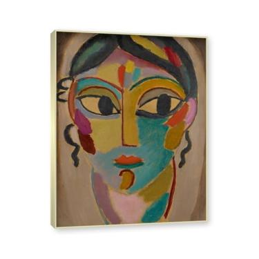 Imagem de NHLDZYH Moldura de champanhe. Impressões de arte Alexej von Jawlensky - Pintura de retrato - (cabeça de uma mulher 9) - Pôster de decoração de parede vintage. 30 x 40 cm - 11,8 x 15,7 pol