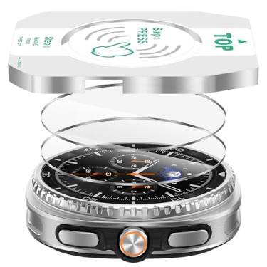 Imagem de Suoman Pacote com 2 protetores de tela para Samsung Galaxy Watch 8 Classic de 46 mm, [resistente a arranhões] Película protetora de vidro temperado com dureza 9H + instalação de posicionamento