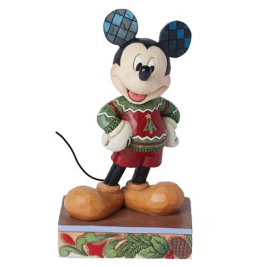Imagem de Enesco Disney Traditions Coleção de Jim Shore Mickey Mouse em suéter de Natal - Estatueta de Natal colecionável de resina de pedra pintada à mão estatuetas da Disney de Natal para decoração de casa,