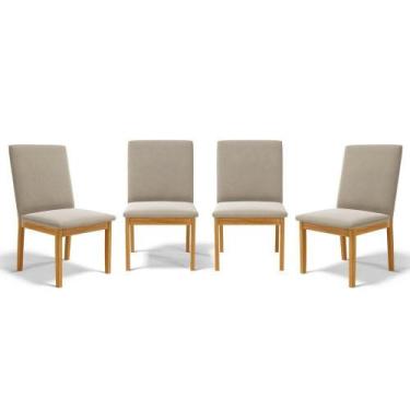 Imagem de Kit Com 4 Cadeiras Daniela Madeira Maciça Estofada Para Mesa De Jantar