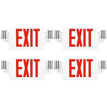 Imagem de SPCETSUN Pacote com 4 placas vermelhas de saída com luzes de emergência, luz LED de saída de emergência com bateria reserva, certificação UL, AC 120/277V, combinação de luz de saída de emergência