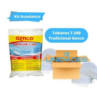 Imagem de Kit 3 Unid Tablete Cloro Tradicional Para Piscinas 200gr - Genco