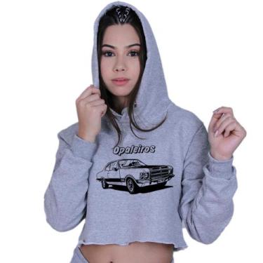 Imagem de Cropped Moletom Feminino Opala Muscle Car Opaleiros - LAFRE, Cinza, G