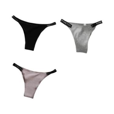 Imagem de Conjunto De 3 Calcinhas Femininas De Algodão, Tanga Sexy, Lingerie Ínt