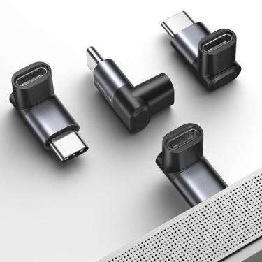 Imagem de Adaptador JSAUX USB C para USB C 90 graus 100 W 40 Gbps, pacote com 4 