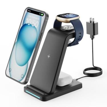 Imagem de Carregador sem fio GEEKERA 3 em 1 para relógio e telefone Fitbit