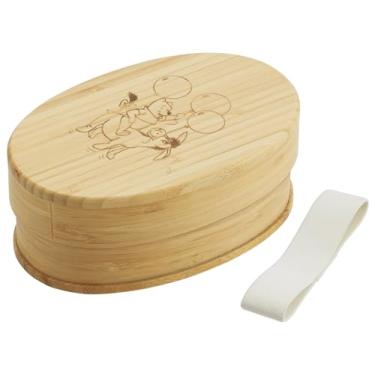 Imagem de Skater BWLB6-A Lancheira de bambu, 600 ml, lancheira estilo japonês, formato oval, com divisórias e cinto, Disney Ursinho Pooh