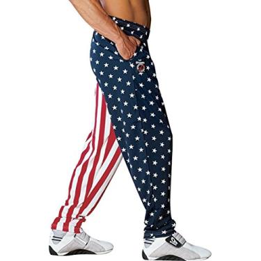 Imagem de Calça masculina folgada Otomix com bandeira americana para treino muscular., As Shown, Small