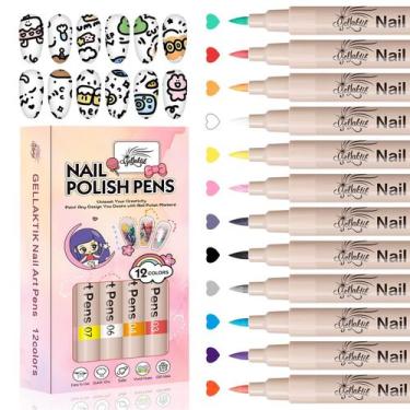 Imagem de Conjunto de canetas de arte para unhas GELLAKTIK, marcadores de tinta 