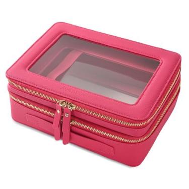 Imagem de Organizador de maquiagem Aveniee XL Clear Double Layer Hotpink