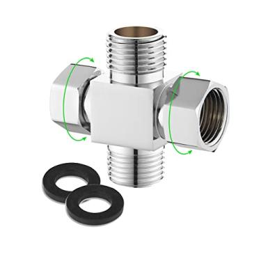 Imagem de Adaptador de encaixe de desviador de água, adaptador de conector de mangueira Add-A-Tee G1/5.1 cm para adaptador de válvula angular, braços de chuveiro, pulverizador de bidê de vaso sanitário