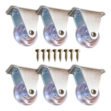 Imagem de Kit com 6 Rodízios Fixos 50mm em Gel Anti-Risco – Ideal para Sofá e Bicama + Parafusos Grátis