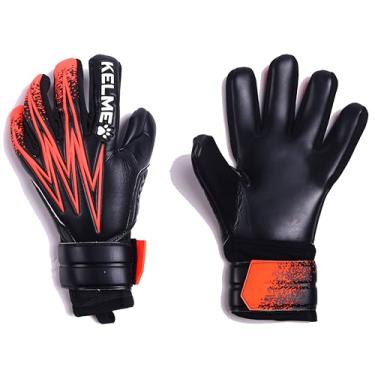 Imagem de KELME Luvas de goleiro de futebol – luva de goleiro profissional unissex – luvas de futebol GK super aderência proteção de dedo de látex (preto/laranja, tamanho 8 (jovens-adolescentes))