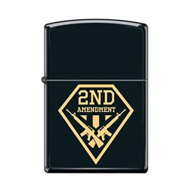 Imagem de Zippo Isqueiro - Segunda Emenda Escudo Rifles Armas Preto Fosco À Prova de Vento #Z5292