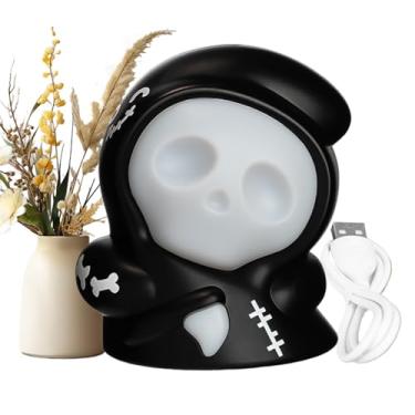 Imagem de Rrlihjgu Iluminação Decorativa Halloween,Lâmpada USB Fantasma de Silicone com Toque Regulável | Decoração Iluminada para Festas de Halloween para Crianças, Quarto, Cabeceira, Entrada, Sala de Estar,
