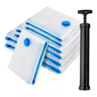 Imagem de Kit Saco A Vácuo 60X80Cm Organizar Roupas + Bomba De Sucção