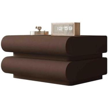 Imagem de Criado-mudo De Couro Microfibra, Criado-mudo De Madeira Maciça Com 2 Gavetas, Criado-mudo De Quarto, Alças Ocultas, Criado-mudo De Chão, 005