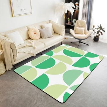 Imagem de Erosebridal Tapete verde claro de meados do século, retrô, boêmio, para sala de estar, 12 x 18 cm, tapete decorativo geométrico, abstrato, colorido, arte moderna, tapete interno