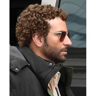 Imagem de Peruca G&T Afro Curly Short Brown Sintética para Homens - G&T Wig