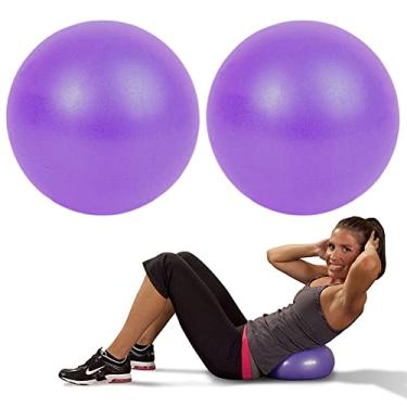 Imagem de Pacote com 2 bolas de exercício, mini bolas de ioga com barra de Pilates de 20 a 23 cm, pequenas bolas dobradoras anti-explosão para pilates, ioga, treinamento básico e fisioterapia, melhora o