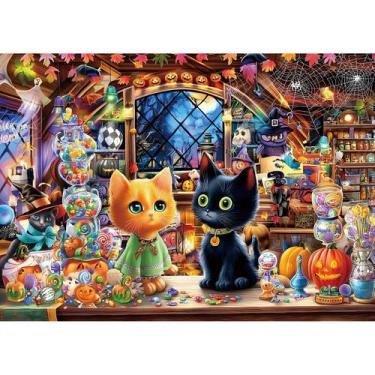 Imagem de Quebra-cabeça PuzzOne Halloween 1000 peças Cat & Witch