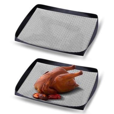 Imagem de Teenyyou 2 peças de cesta de forno de malha PTFE bandejas de malha antiaderente, tapete de grelha de padaria, cestas de torradeira para acessórios de forno rápido, chips de assar, asas de frango