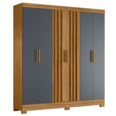 Imagem de Guarda Roupa Casal 6P 195 cm Valenca Moval, Freijo Cinza