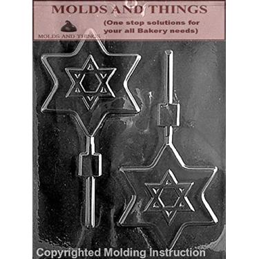 Imagem de Molde de chocolate pop estrela de Davi judia – Molde de pirulito de feriado judaico para Hanukkah, bar/Bat Mitzvah – Plástico de qualidade alimentar para chocolate, bolo, pastelaria, sabão e gesso