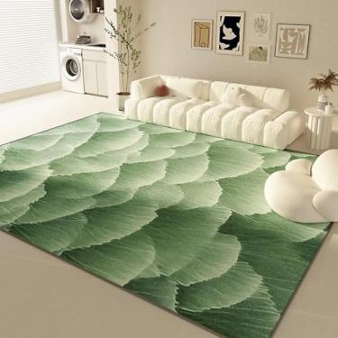 Imagem de Tapetes de luxo para sala de estar, decoração verde para quarto, tapete de pelúcia macio e fofo, tapete de sala de estar espesso e lavável (200x250 cm/B)