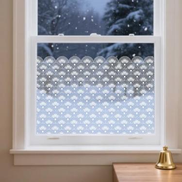 Imagem de ANATTASOUL Adesivos de janela estática com silhuetas geométricas repetidas 1 folha de decalques reutilizáveis para vidro, adesivo removível de janela dupla face de 120 cm x 30 cm para decoração de