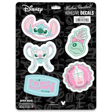 Imagem de Disney Lilo and Stitch I'm Not a Morning Alien Decalques de vinil adesivos - Conjunto divertido de 5 adesivos de costura para carro ou caminhão