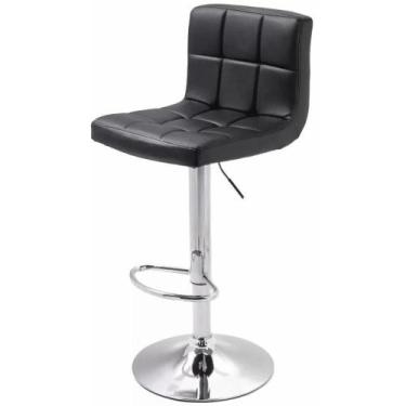 Imagem de Banqueta Istambul material ecológico Preto Base Disco Ajustavel Cromad