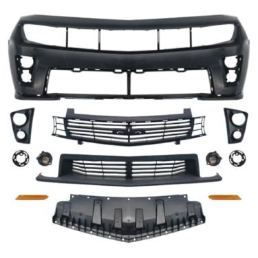 Imagem de Grelha de para-choque de carro para-choque dianteiro Spoiler de lábio kit de carroceria surround frontal capa de farol de neblina compatível com Camaro ZL1 2010-2013 exterior