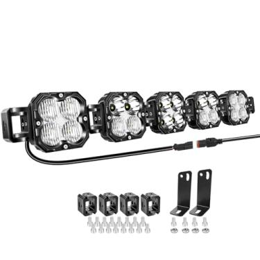 Imagem de Willpower Barra de luz LED de trabalho de 83,8 cm, 150 W, 15000 lm, com conector DT, luzes de neblina quadradas off-road de 12 V 24 V, para carro, caminhão, trator, barco 4 x 4, branco 6000K, farol à