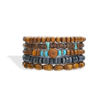 Imagem de 72ore Pulseiras de madeira Boho para mulheres pulseira de madeira com contas joias vintage para homens e mulheres joias modernas presentes, Miçangas, Sem Pedra Preciosa