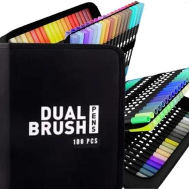 Imagem de Kit caneta dual ponta dupla brush 100pcs cores ref c60100 - CHINA