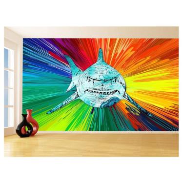 Imagem de Papel De Parede Animais Pop Art Tubarão Cores 3,5M Pxa545