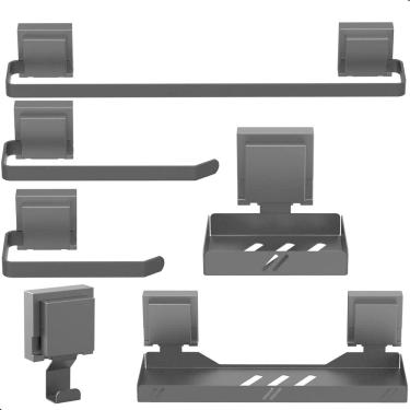 Imagem de Kit Acessórios Para Banheiro Com Ventosa Preto 6 Peças Max