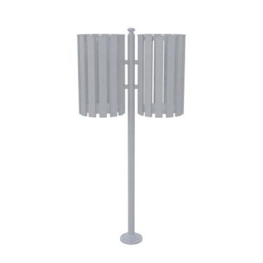 Imagem de Lixeira de Rua Pátios Parques Dupla Tubular Cinza 151cm - Utildecor Mo