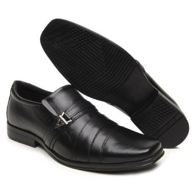 Imagem de Sapato social oxford masculino em couro original elástico - BR2, Preto
