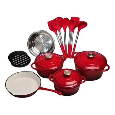 Imagem de Jogo De Panelas 16 Peças Ferro Fundido Esmaltado - novacasa