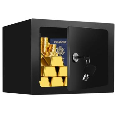 Imagem de SAFE0.23 Cofres pequenos para casa, caixa de segurança de aço com chaves sobressalentes e design de âncora, cofre oculto para dinheiro, medicamentos, objetos de valor