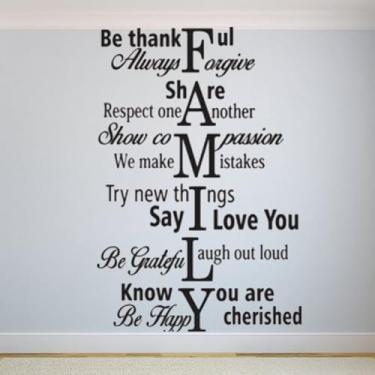 Imagem de Inspiring Family Rules: Happy Love Laugh Adesivos de parede autoadesivos removíveis 80 x 120 cm