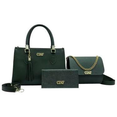 Imagem de Kit Bolsa Feminina De Ombro Transversal Tira Colo E Carteira (Verde Militar)