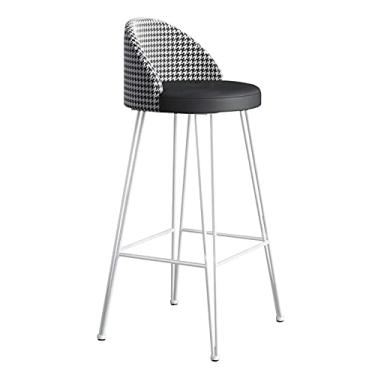 Imagem de Banqueta de bar para móveis para café da manhã e cozinha, banco estofado de couro sintético com encosto 75 cm/a laranja/75 cm