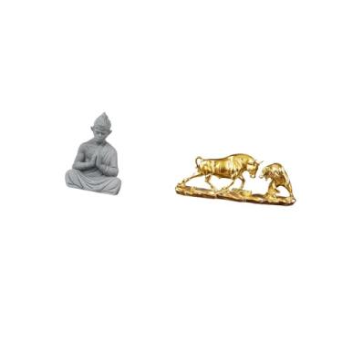 Imagem de Fenteer Escultura de Buda, Macaco, Sol, Wukong E Estatueta de Touro, Urso, Vaca, Gado, Animal Chinês Moderno, Colecionável para Pátio de Hotel, Presentes de M