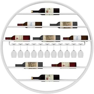 Imagem de Prateleiras de vinho, casa/bar retrô europeu montado na parede com suporte de vidro, prateleira de parede retrô de metal | cozinha bar restaurante | organizador de design de decoração de parede para