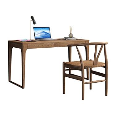 Imagem de AKALNNB Mesa de PC moderna minimalista de madeira de 134 cm, mesa de escritório em casa com gaveta de armazenamento, mesa de estudo de escrita, fácil de montar