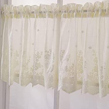 Imagem de QLDFX Cortina curta de cozinha cortina de bistro cortina estilo campestre Voile bordado Pull-Through cortina nível cortinas sanefa, cortina curta transparente sala de jantar café janela decoração 1