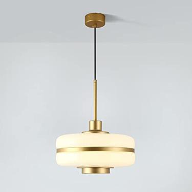 Imagem de YQSLQZZ Lustre de sala de jantar italiano, luminária pendente de ilha de cozinha dourada moderna com sombra de vidro branco luzes de teto penduradas ilha de cozinha, altura ajustável